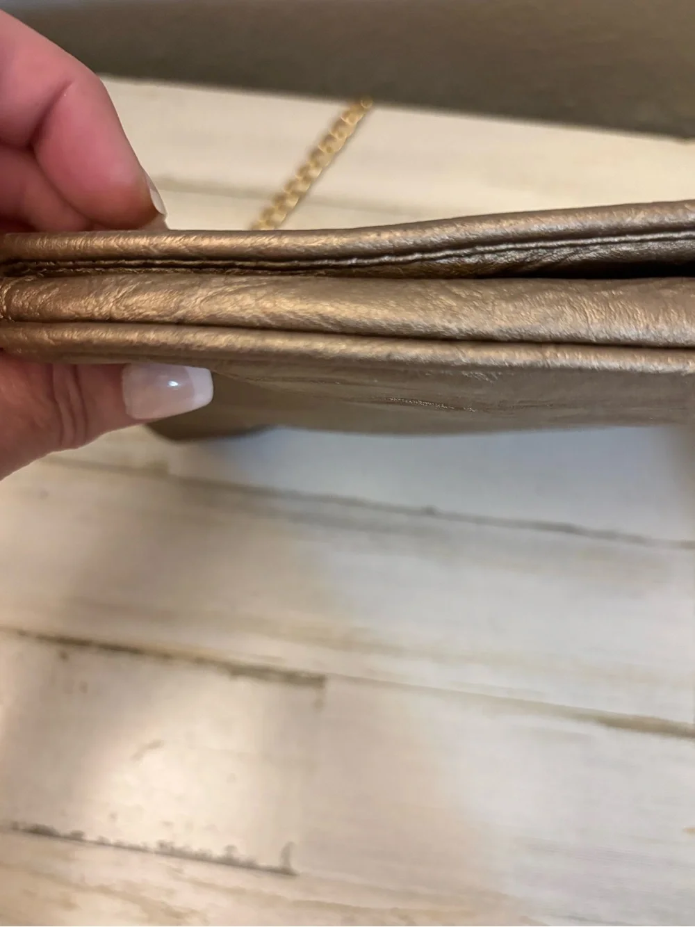 Tory Burch Metallic Taupe Crossbody with Gold Logo Chain